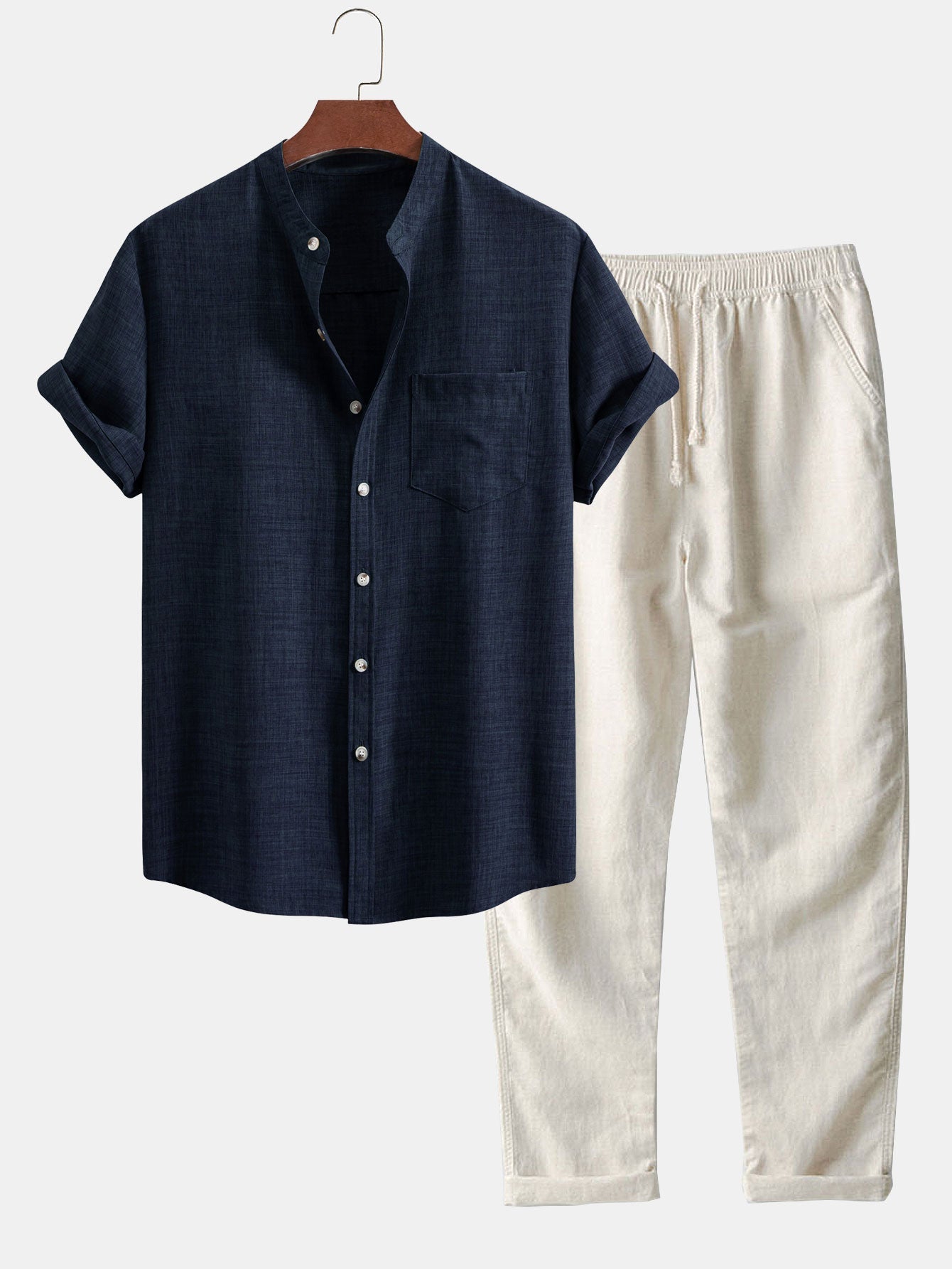Men’s Linen-Blend Two-Piece Casual Set