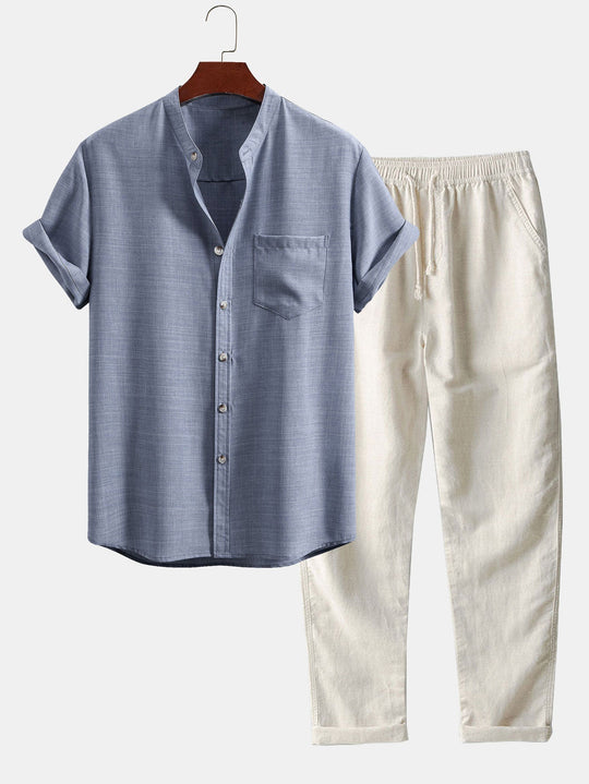 Men’s Linen-Blend Two-Piece Casual Set