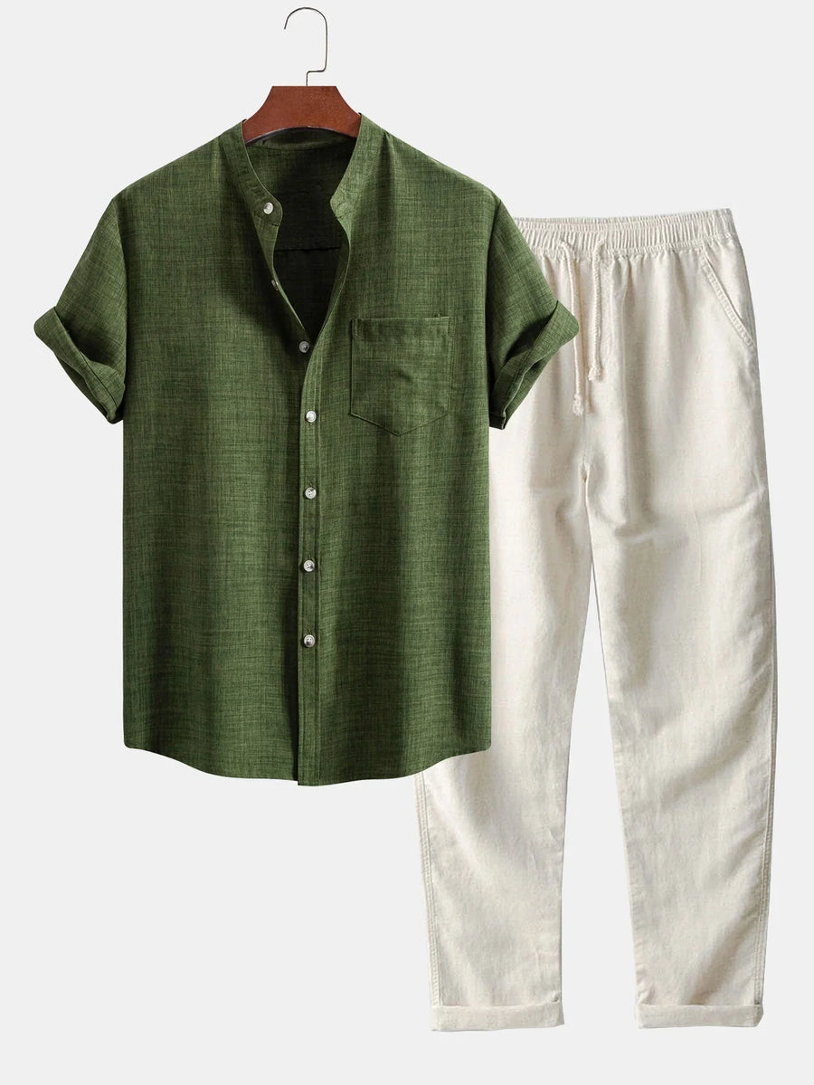 Men’s Linen-Blend Two-Piece Casual Set