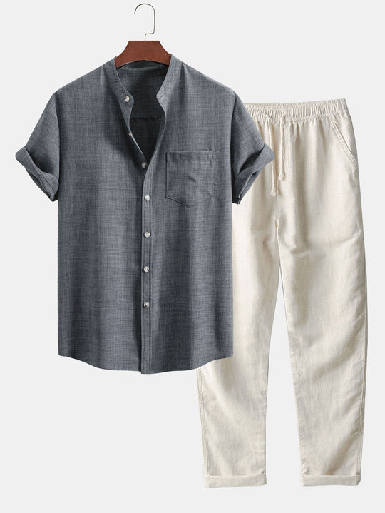 Men’s Linen-Blend Two-Piece Casual Set