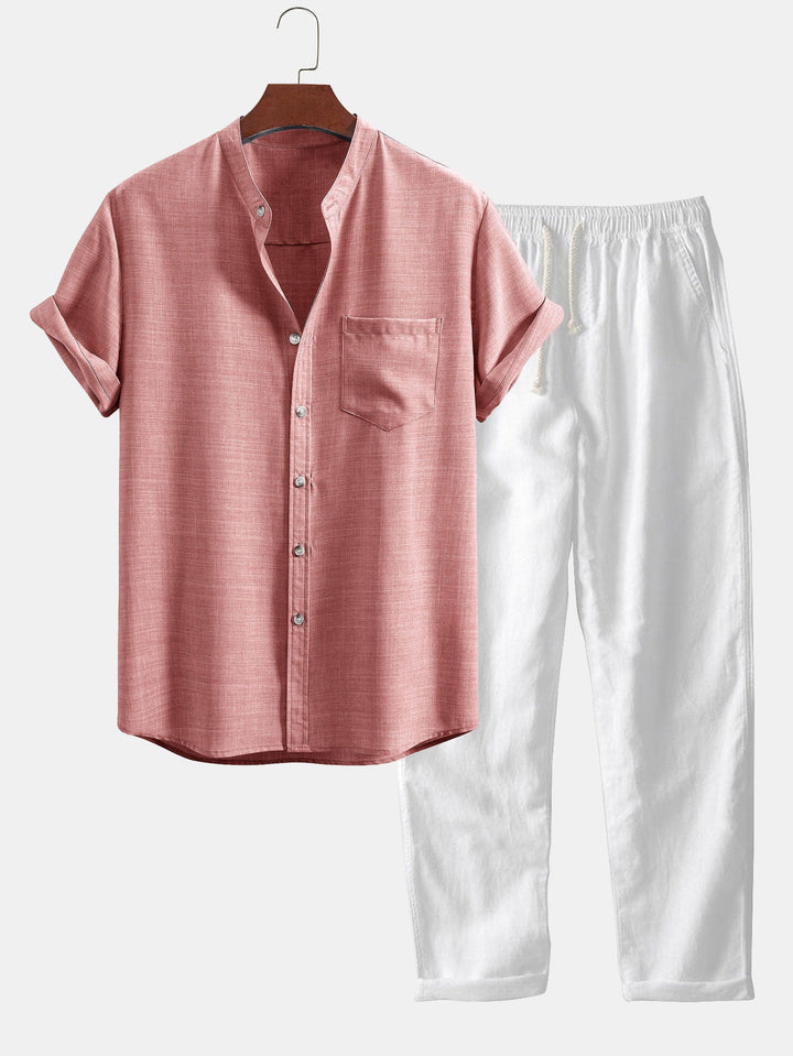 Men’s Linen-Blend Two-Piece Casual Set