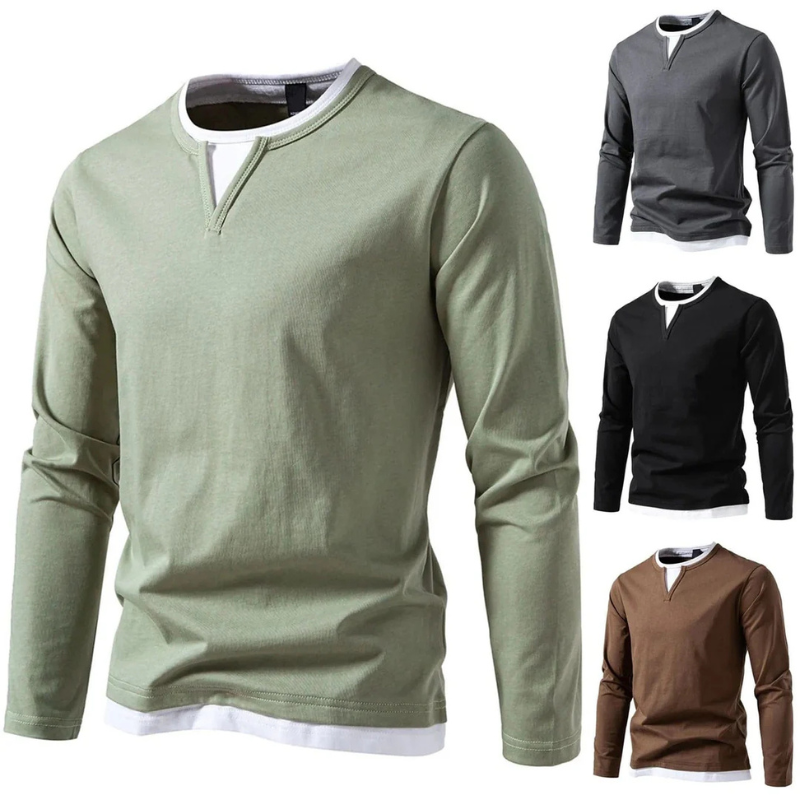 Men’s Dual-Layer Long Sleeve Casual Top