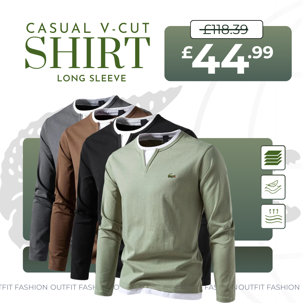 Casual V-Cut Long Sleeve Shirt