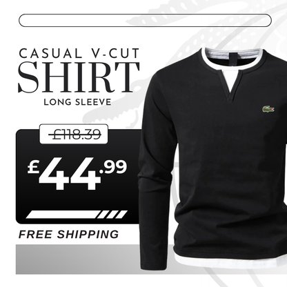 Casual V-Cut Long Sleeve Shirt
