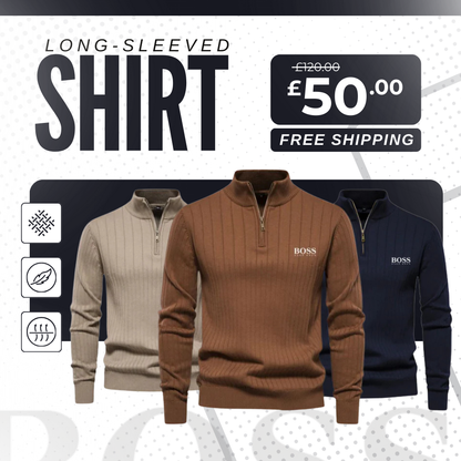 Quarter-Zip Knitted Long Sleeve