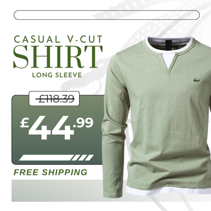 Casual V-Cut Long Sleeve Shirt