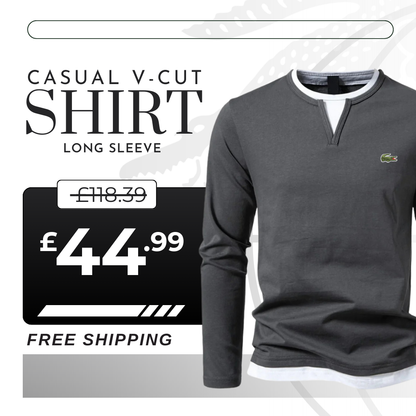 Casual V-Cut Long Sleeve Shirt